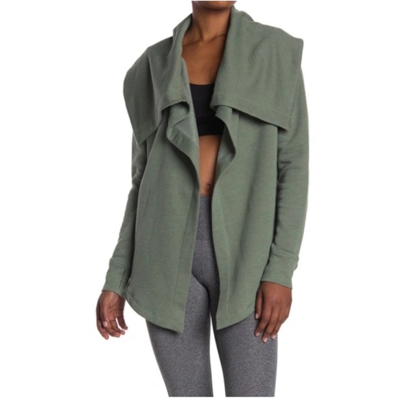 Zella Sweaters - Z by Zella green shooting star drape collar cardigan in green agave - large